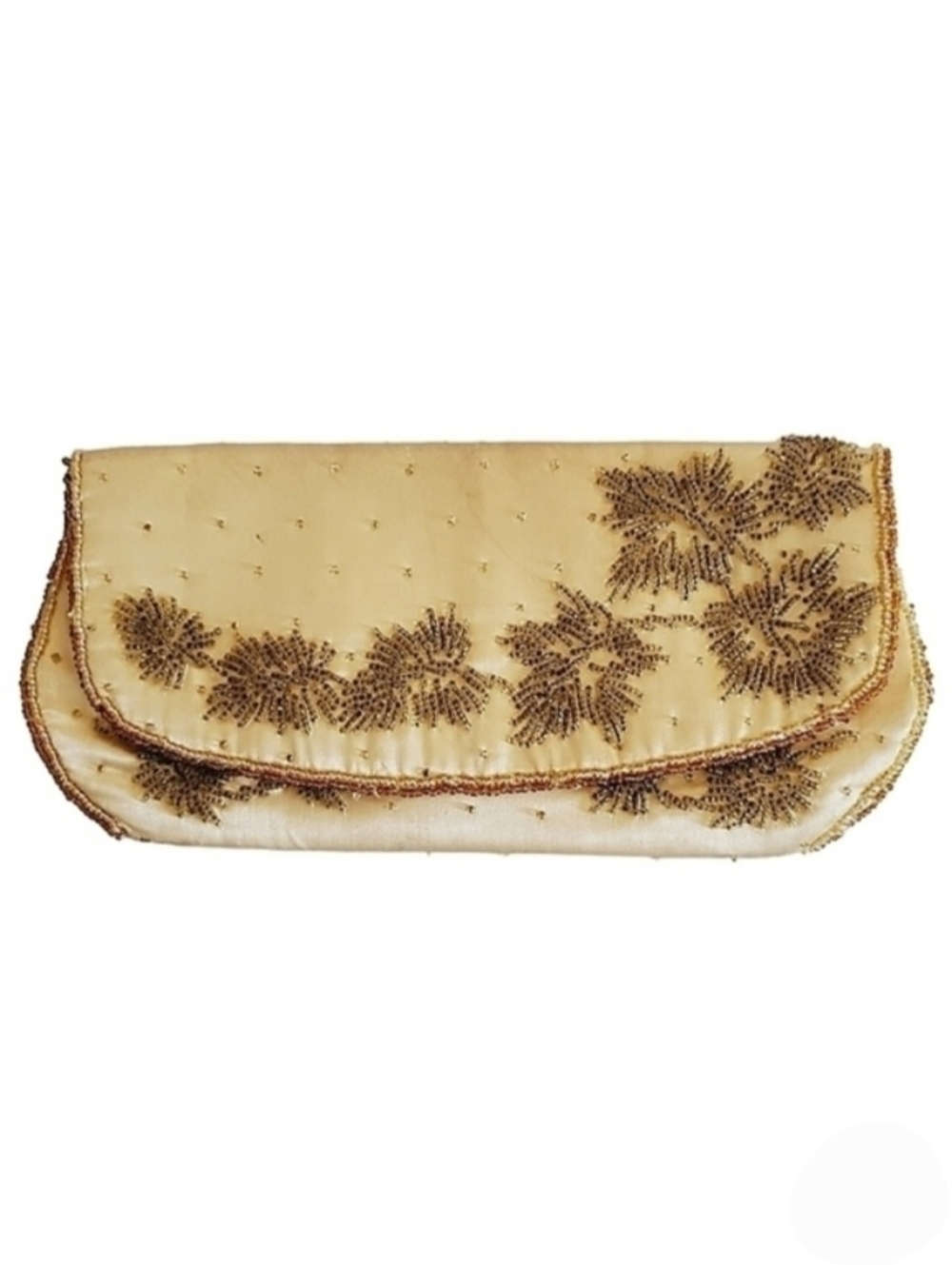Sharonee Ivory Beaded Clutch Purse Vintage 50s